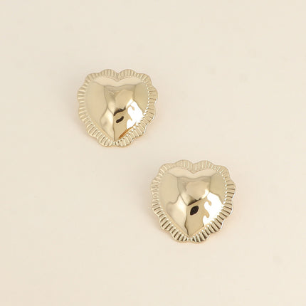 Eira Stud Earrings - domed heart with ridged edges