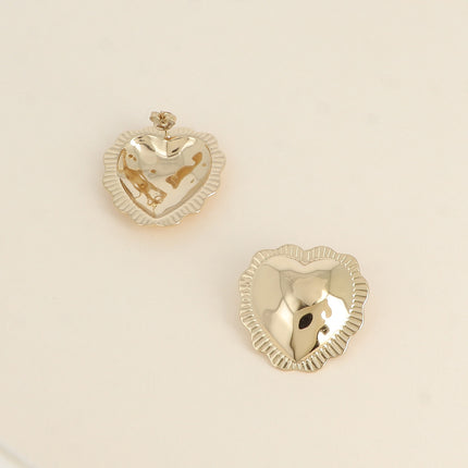 Eira Stud Earrings - domed heart with ridged edges