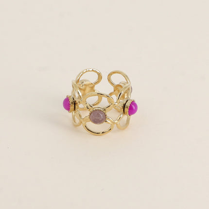 Bague Zinia - 5 motifs floraux ajourés et de pierres naturelles