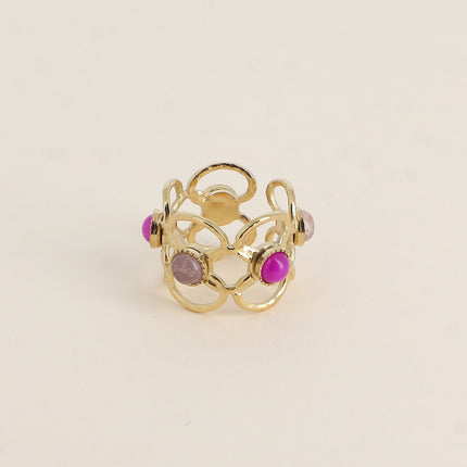 Bague Zinia - 5 motifs floraux ajourés et de pierres naturelles
