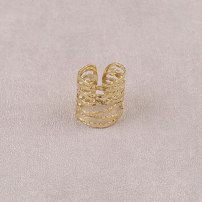 Aubrelis wide ring - 8 interwoven textured rings
