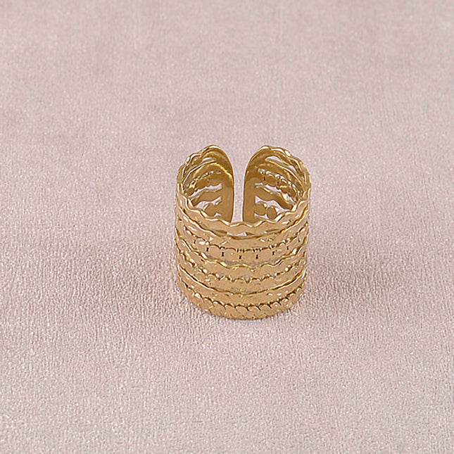 Wide ring - 7 textured bands