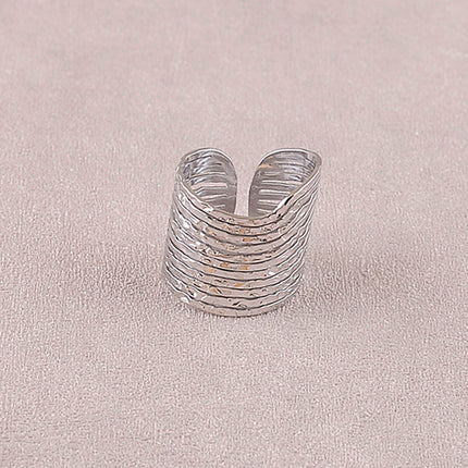 Bague large Vandelor - 11 anneaux texturés ondulés
