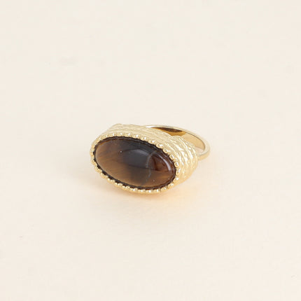Bague Venise - style chevalière, pierre naturelle ovale