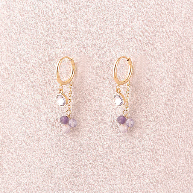 Créoles - ornées de cristaux Swarovski® et de pierres naturelles