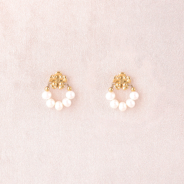 Boucles puces - fleur et perles d'eau douce