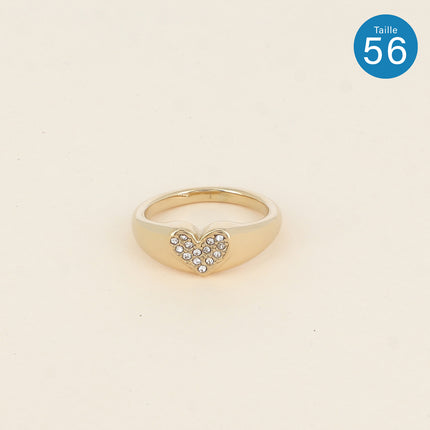 Bague - coeur incrusté d'oxydes de zirconium