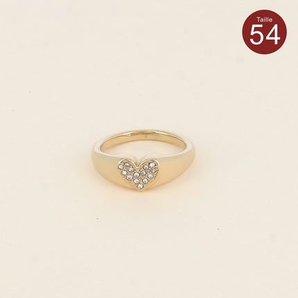 Bague - coeur incrusté d'oxydes de zirconium
