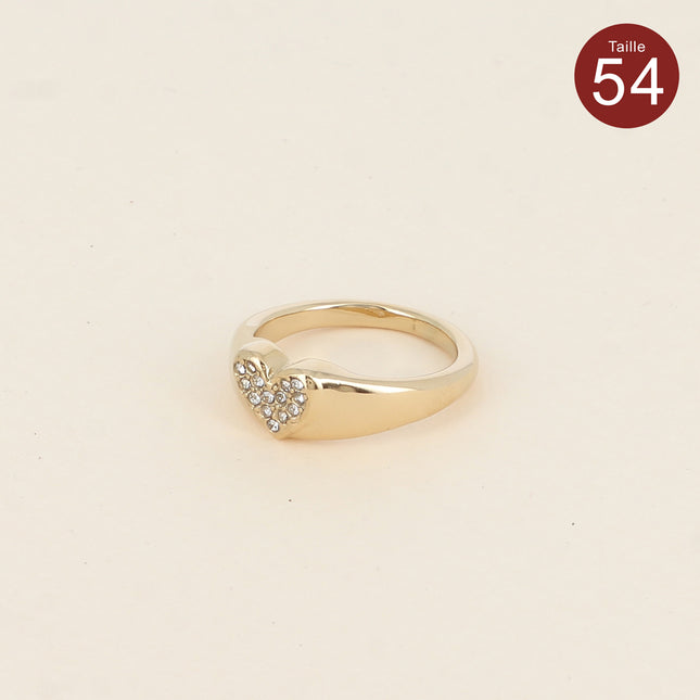 Bague - coeur incrusté d'oxydes de zirconium