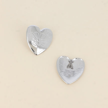 Boucles puces Lovea - coeur et fleurs gravées