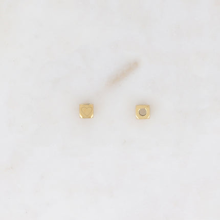 Lot de 3 Perles intercalaires cube avec motif cœur 5 mm