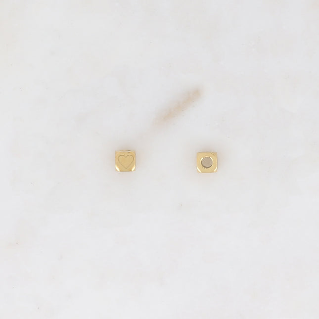 Lot de 3 Perles intercalaires cube avec motif cœur 5 mm