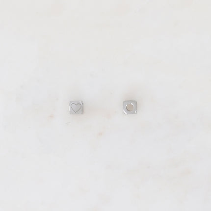 Lot de 3 Perles intercalaires cube avec motif cœur 5 mm