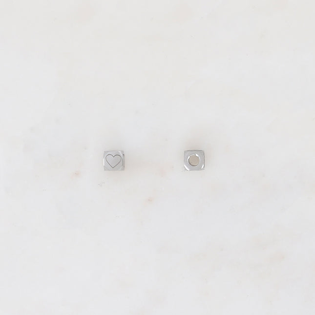 Lot de 3 Perles intercalaires cube avec motif cœur 5 mm