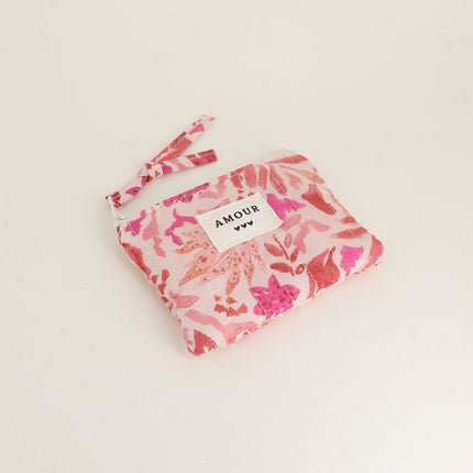 Porte-monnaie - AMOUR, 3 coeurs, motifs - 11 x 9 cm