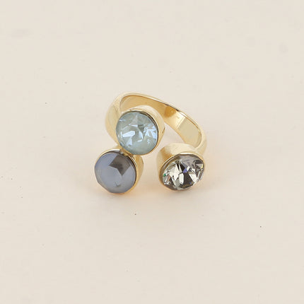 Bague Saïla - 3 cristaux Swarovski® SS39 / pierre naturelle