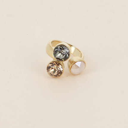Bague Saïla - 3 cristaux Swarovski® SS39 / pierre naturelle