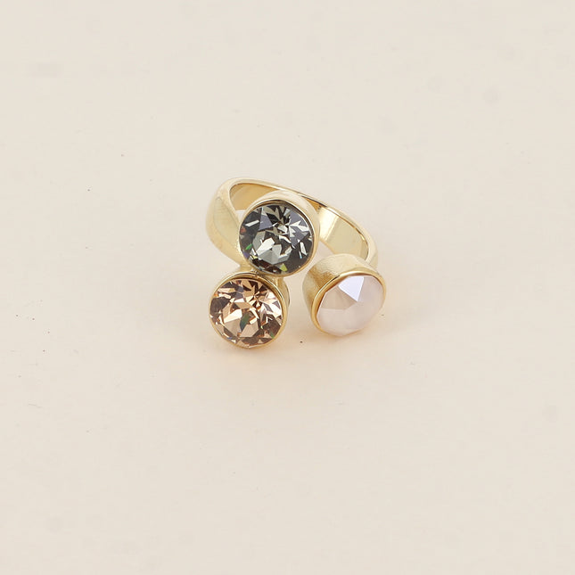 Bague Saïla - 3 cristaux Swarovski® SS39 / pierre naturelle