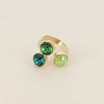 Bague Saïla - 3 cristaux Swarovski® SS39 / pierre naturelle