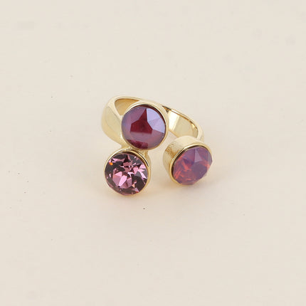 Bague Saïla - 3 cristaux Swarovski® SS39 / pierre naturelle