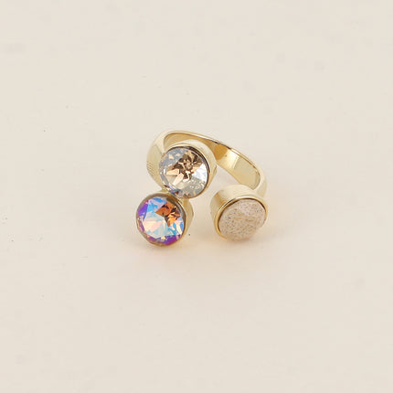 Bague Saïla - 3 cristaux Swarovski® SS39 / pierre naturelle