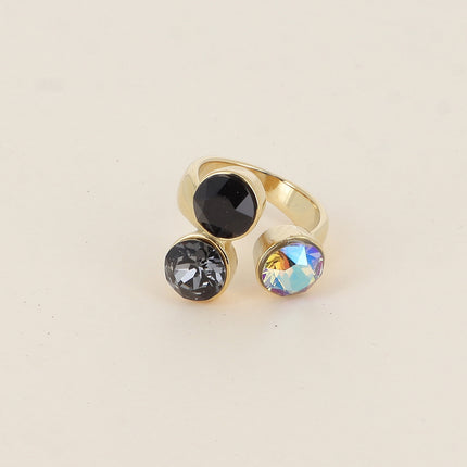 Bague Saïla - 3 cristaux Swarovski® SS39 / pierre naturelle