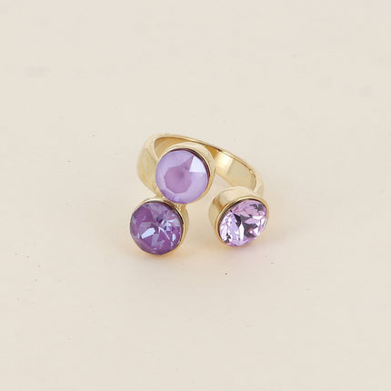 Bague Saïla - 3 cristaux Swarovski® SS39 / pierre naturelle