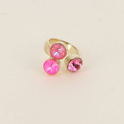Bague Saïla - 3 cristaux Swarovski® SS39 / pierre naturelle