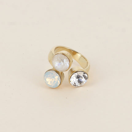 Bague Saïla - 3 cristaux Swarovski® SS39 / pierre naturelle