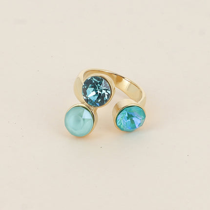 Bague Saïla - 3 cristaux Swarovski® SS39 / pierre naturelle