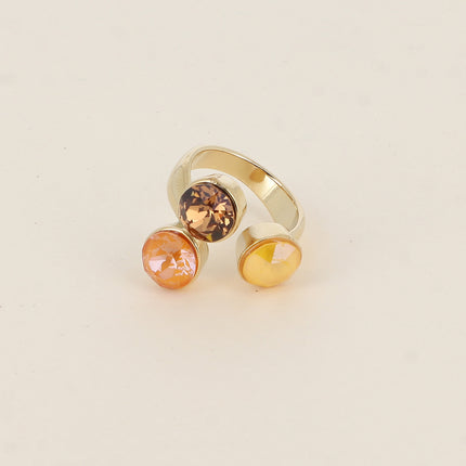 Bague Saïla - 3 cristaux Swarovski® SS39 / pierre naturelle