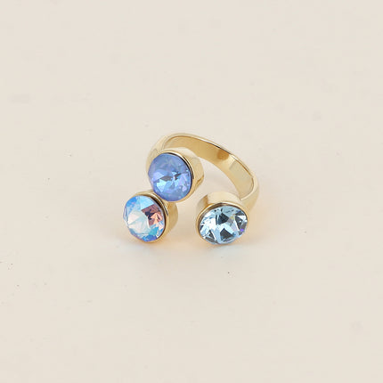 Bague Saïla - 3 cristaux Swarovski® SS39 / pierre naturelle