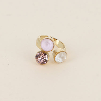 Bague Saïla - 3 cristaux Swarovski® SS39 / pierre naturelle