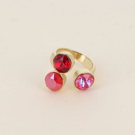 Bague Saïla - 3 cristaux Swarovski® SS39 / pierre naturelle