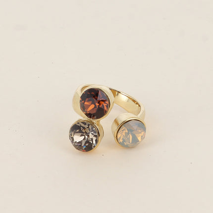 Bague Saïla - 3 cristaux Swarovski® SS39 / pierre naturelle