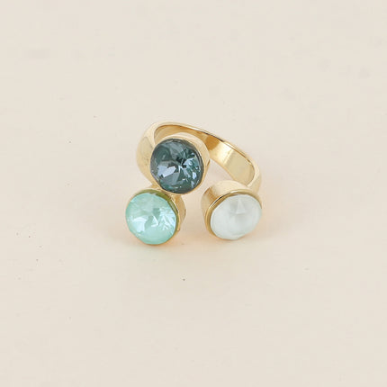 Bague Saïla - 3 cristaux Swarovski® SS39 / pierre naturelle