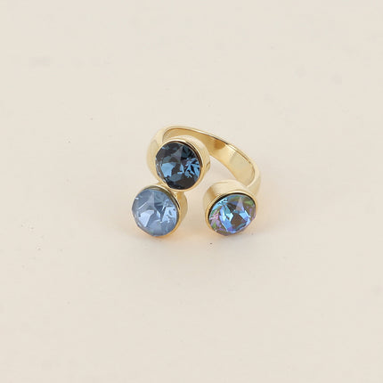 Bague Saïla - 3 cristaux Swarovski® SS39 / pierre naturelle