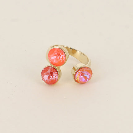Bague Saïla - 3 cristaux Swarovski® SS39 / pierre naturelle