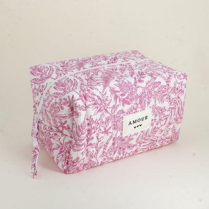 Grande trousse - AMOUR, 3 coeurs, motifs - 23 x 12 cm