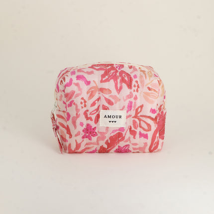 Trousse - AMOUR, 3 coeurs, motifs - 15 x 10 cm