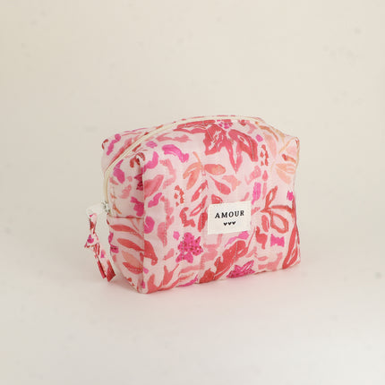 Trousse - AMOUR, 3 coeurs, motifs - 15 x 10 cm