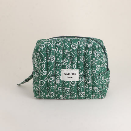 Trousse - AMOUR, 3 coeurs, motifs - 15 x 10 cm