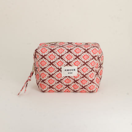 Trousse - AMOUR, 3 coeurs, motifs - 15 x 10 cm