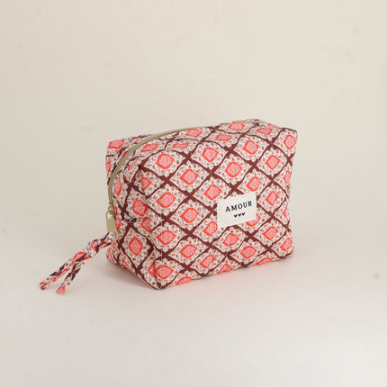 Trousse - AMOUR, 3 coeurs, motifs - 15 x 10 cm