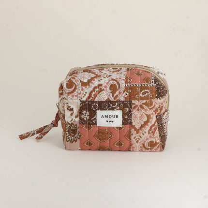 Trousse - AMOUR, 3 coeurs, motifs - 15 x 10 cm