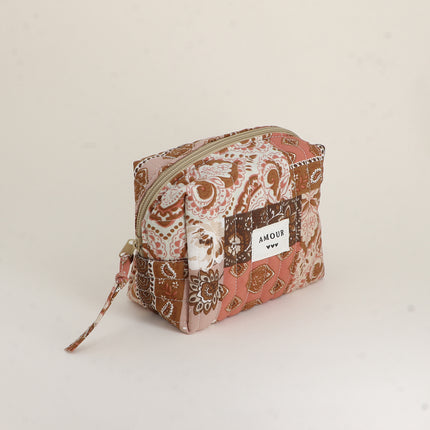 Trousse - AMOUR, 3 coeurs, motifs - 15 x 10 cm