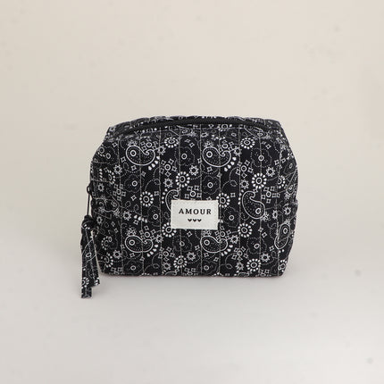 Trousse - AMOUR, 3 coeurs, motifs - 15 x 10 cm