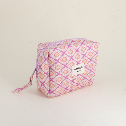 Trousse - AMOUR, 3 coeurs, motifs - 15 x 10 cm