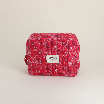 Trousse - AMOUR, 3 coeurs, motifs - 15 x 10 cm