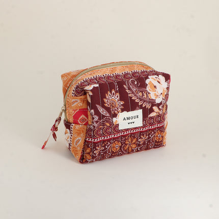 Trousse - AMOUR, 3 coeurs, motifs - 15 x 10 cm